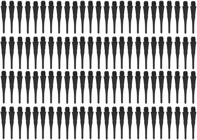Dartfellas Spare Soft Tips Replacement Plastic Dart Points, Black (Pack of 100)