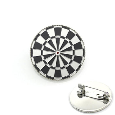 Art Attack Dartboard Badge, Shirt Suit Brooch Pin Great for Dart Teams & Leagues (Black & White)