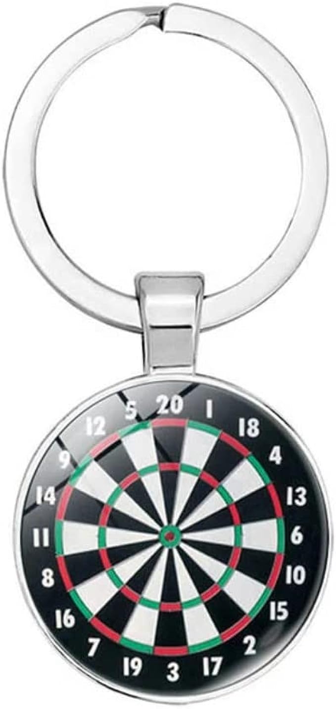 Dartboard FOB Keychain, Great for Dart Teams & Leagues (Silver)