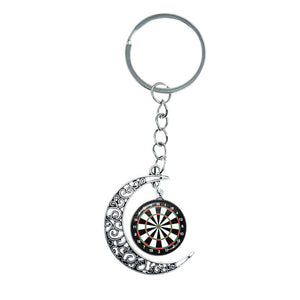 Art Attack Dartboard Sun Moon Stars Key Chain Ring