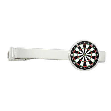 Art Attack Dartboard Tie Clip, Round Glass Metal Dart Board Suit Tie Bar (Silver)