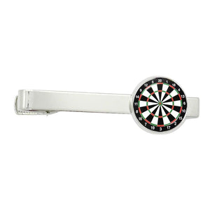 Art Attack Dartboard Tie Clip, Round Glass Metal Dart Board Suit Tie Bar (Silver)