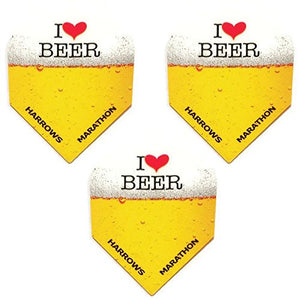 Harrows Marathon  I Love Heart Beer & Darts 100 Micron Extra Strong Dart Flights (3 Sets - 9 Flights)