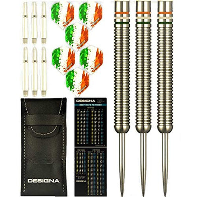 Designa 24g 90% Tungsten Flag of Ireland Fighting Irish Patriot X Steel Tip Dart Set, Flights & Shafts Included (2 Sets Each), w/Travel Case, 24 Grams