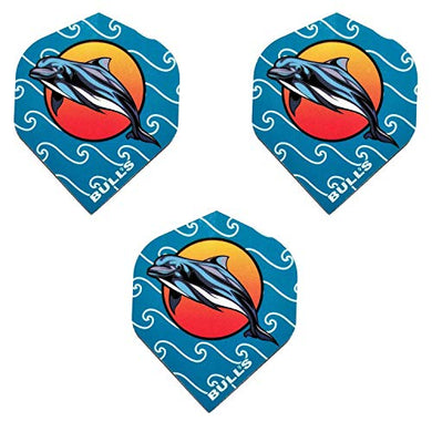 Bulls Powerflite Dolphin Waves & Water Dart Flights,100 Micron Extra Strong (1 Set)