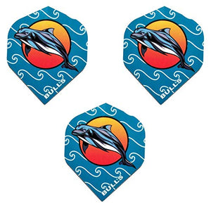 Bulls Powerflite Dolphin Waves & Water Dart Flights,100 Micron Extra Strong (1 Set)