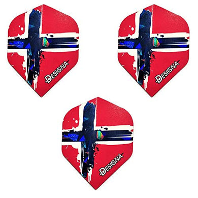 Designa Norway Flag Holographic Patriot Dart Flights, 75 Micron (1 Set)