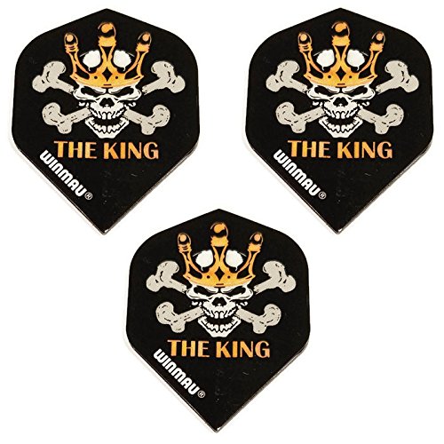Winmau Mega  Black Mervyn King Jolly Roger Ghost Skull Crossbones 75 Micron Strong Dart Flights