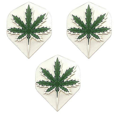 Designa Transparent Green Leaf CBD THC Cannabis Leaf Marijuana Weed Ganja Pot 75 Micron Strong Dart Flights (1 Set)