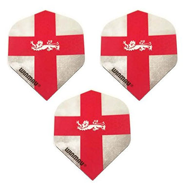 Winmau Mega  Lion St George Cross British England United Kingdom 75 Micron Strong Standard Dart Flights (3 Sets - 9 Flights)