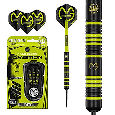 22 Gram Winmau Michael Van Gerwen Ambition Coated Brass Steel Tip Darts - MvG