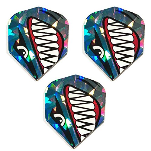 Harrows Hologram  Angry Ocean Shark 75 Micron Strong Dart Flights (3 Sets - 9 Flights)