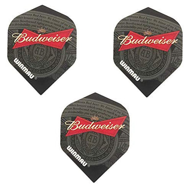 Winmau Art Attack Mega Budweiser Black Label Dart Flights, King of Beers 75 Micron Strong (1 Set)