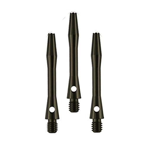 Dartfellas Aluminium Shafts, Metal Stems, Anodised, Medium, Black (3 Sets - 9 Flights)