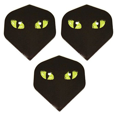 Designa Metronic  Green Cat Eyes Feline Whisker Kitty Pur Meow 75 Micron Standard Strong Dart Flights (3 Sets - 9 Flights)