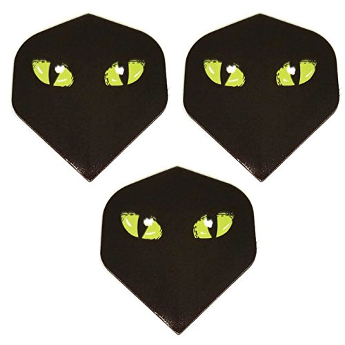 Designa Metronic  Green Cat Eyes Feline Whisker Kitty Pur Meow 75 Micron Standard Strong Dart Flights (3 Sets - 9 Flights)