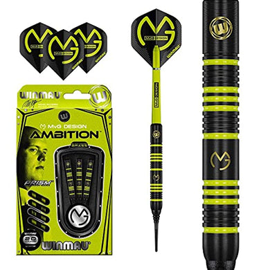 20 Gram Winmau Michael Van Gerwen Ambition Coated Brass Soft Tip Darts - MvG